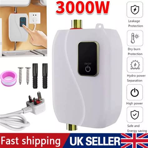 Electric Tankless Instant Hot Water Heater W Under Sink Tap Bathroom Kitchen