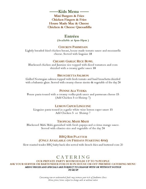 Dinner Menu – Borough Pub