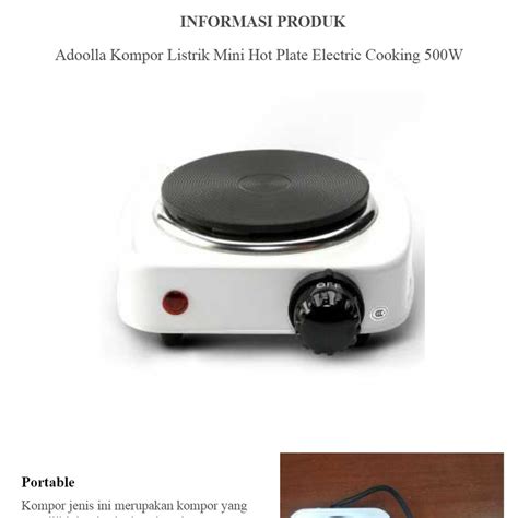 Jual Kompor Listrik Mini Hot Plate Electric Cooking W Stove Travel Portabel Kompor Kecil