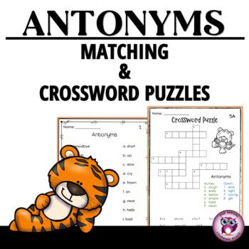 Antonyms Crossword Puzzles For St And Nd Grade By Our Special