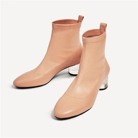 Zara Shoes Zara Nude Pink Ankle Boots With Clear Heel Poshmark