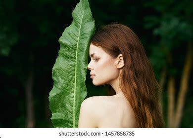 Cute Nude Woman Green Leaf Nature Stock Photo Shutterstock