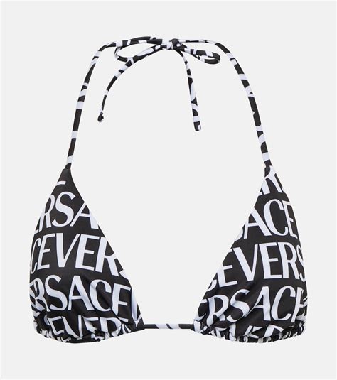 Logo Bikini Top In Black Versace Mytheresa
