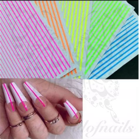 Neon Colorful Lines Nail Art Stickers