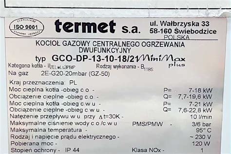 Piec Dwufunkcyjny Gazowy Termet Minimax Plus Gco Dp Kocio