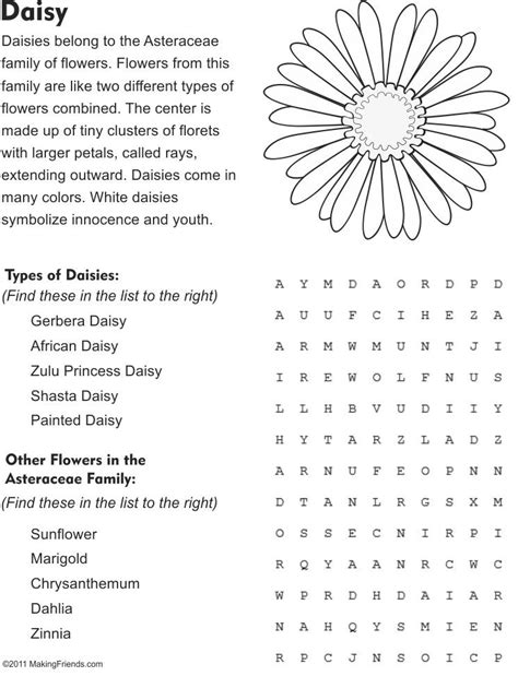 Flower Word Search Daisy Daisy Girl Scouts Girl Scout Daisy Girl