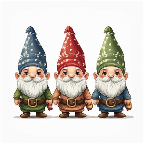 Premium Photo Three Gnomes With Hats And Beards Standing Next To Each