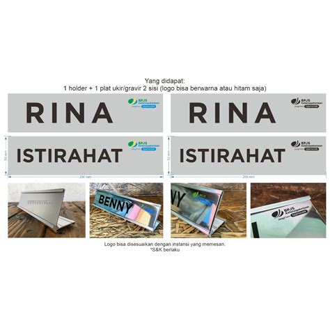 Jual Nama Meja Name Desk Stainless Plat Sisi Berholder Aluminium