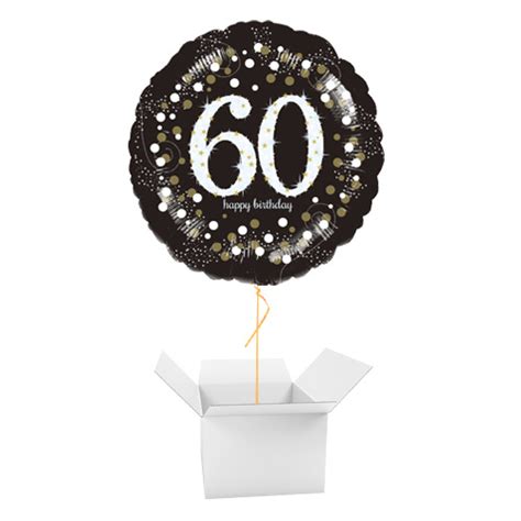 Sparkling Celebration 60th Birthday Round Foil Helium Balloon Inflated Balloon In A Box