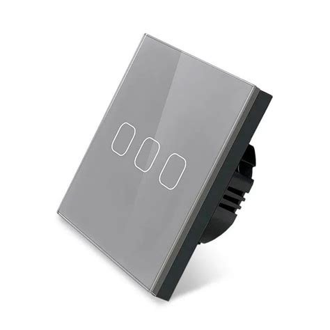 3 Gang Настенный сенсорный переключатель, Серый Only Touch стеклянная ...