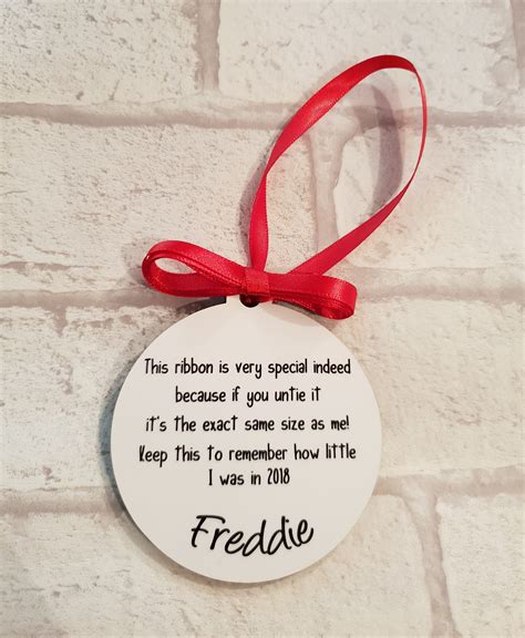 Personalised Height Memory Bauble Keepsake T Ribbon Measurement Ornament Year On Year