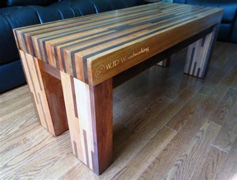 Black Walnut And Mahogany Butcher Block Style Coffee Table