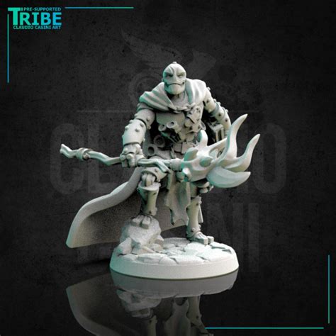 Resin Miniature Male Warforged Wizard Magical Club 32mm 8k Etsy