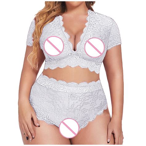 Ztgadu Women S Sexy Lingerie Plus Size Lace Sexy Pajamas Set Sexy Plus Size Crotchless Stockings