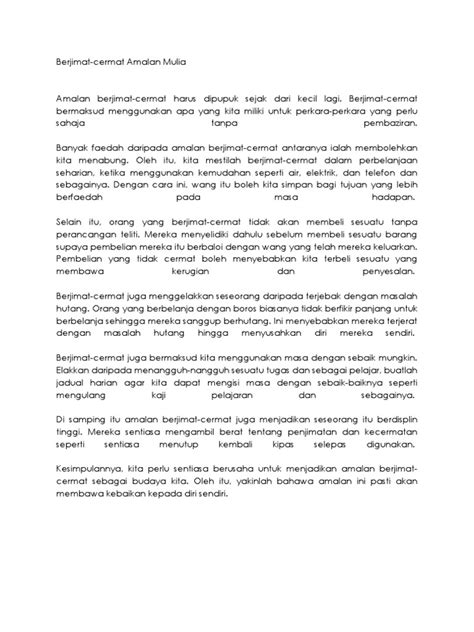 Karangan Langkah Langkah Berjimat Cermat Lailaknoemcdonald