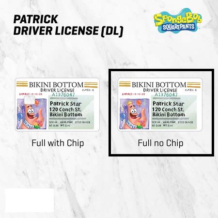 Spongebob Patrick Star Bikini Bottom Driver License Atm Debit Credit Card Skin Vinyl Full