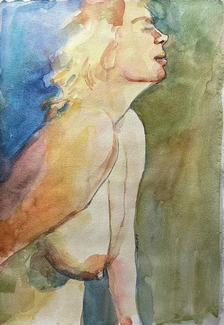 ORIGINAL UNIKAT ABSTRAKT Figurative Aquarell Akt Nude Erotik Watercolor