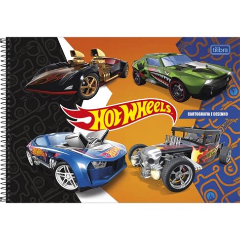 Caderno De Cartografia E Desenho Espiral Capa Dura Hot Wheels Folhas Pacote Unidades