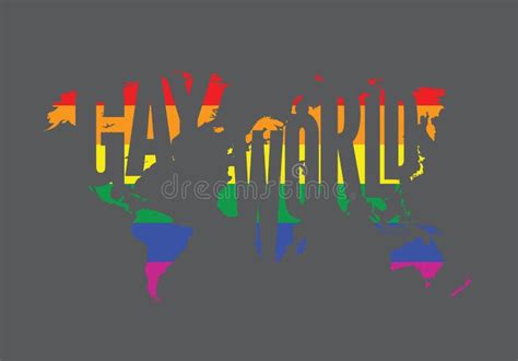 World Gay Map With Striped Background Tolerance Bisexual Lifestyle Rainbow Homosexual