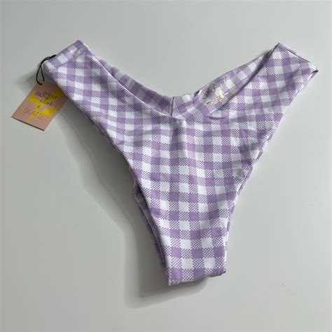 Skatie Swim Nwt Skatie Mandi Bikini Bottom Encinitas Purple Lilac White Checkered Large