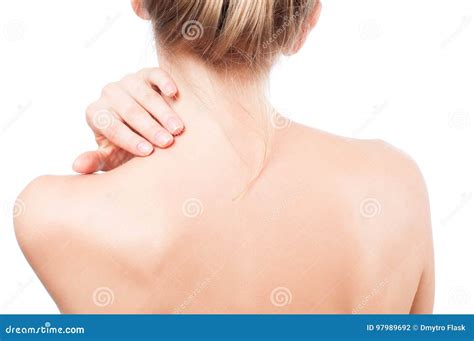 Woman Has Neck Pain Nude Shoulders Girl From The Back Stock Photo Image Of Health Ache