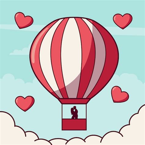 Premium Vector Couple In Love In A Hot Air Balloon