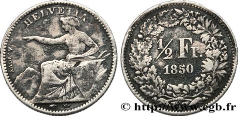 SWITZERLAND 1/2 Franc Helvetia 1850 Paris fwo_576818 World coins