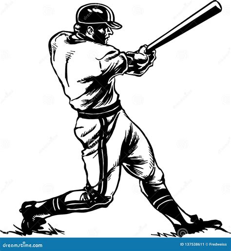 Baseball Batter Player Hitting Drawing Royalty Free Stock Photography