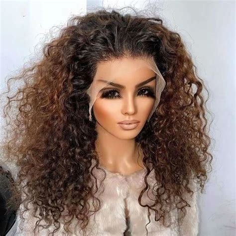 Ombre Blonde Wigs Kinky Curly Lace Front Wig Long Honey Blonde To Brown Density Pre
