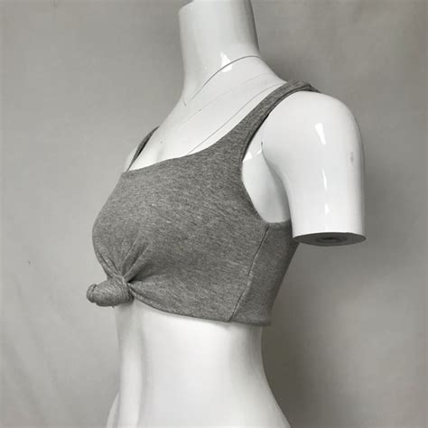 Naked Wardrobe Tops My Naked Wardrobe Tied Up Grey Tank Crop Top Poshmark
