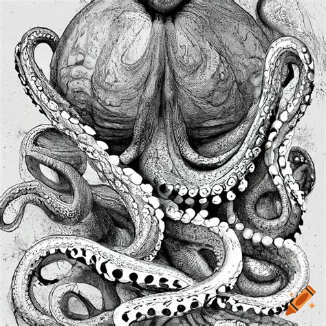 Hand Drawn Realistic Octopus Illustration On Craiyon