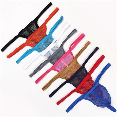 Men Gay Sexy See Through Mesh Thongs Gstring Low Waist Pouch Underwear