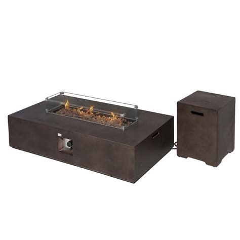 Cosiest 28 In W 50000 Btu Bronze Tabletop Composite Propane Gas Fire Pit Table At