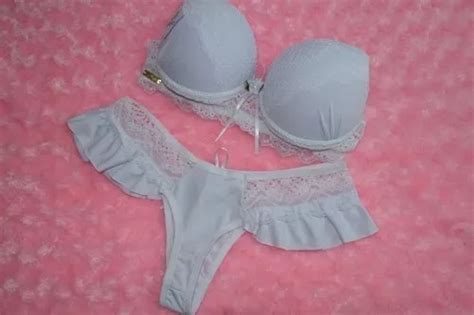 Conjunto Lingerie Renda E Bojo Fio Dental Duplo Sensual Parcelamento Sem Juros