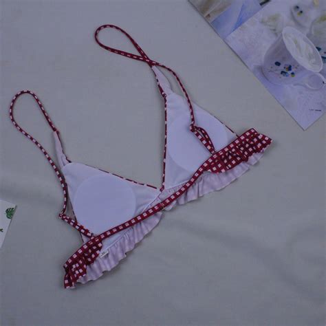Sexy Plaid Bikini Red Green Plaid Bathing Suits Low Price Liquidation