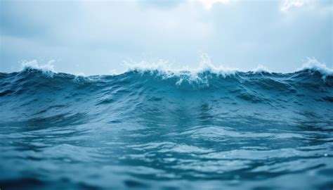 The surface of turbulent waves, capturing the power and motion of the