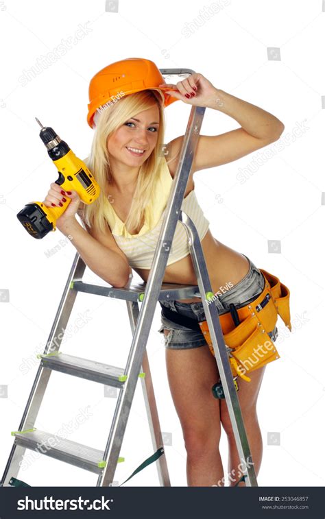 Sexy Blonde Female Construction Worker Foto Stok Shutterstock
