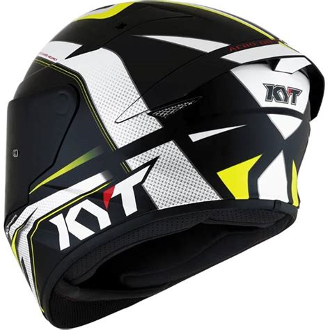 Capacete Kyt Tt Course Grand Prix Preto Amarelo Branco Grid Motors