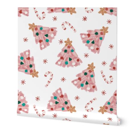 Pastel Christmas Trees Wallpaper | Spoonflower