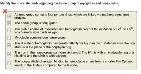 Solved Ldentify The True Statements Regarding The Heme Group Chegg