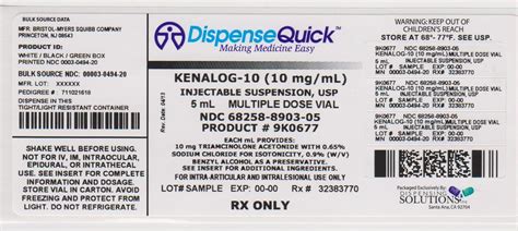 Kenalog® 10 Injectiontriamcinolone Acetonide Injectable Suspension Usp