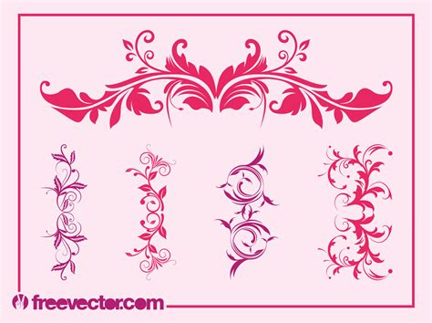 Vintage Floral Ornaments Set Vector Art & Graphics | freevector.com