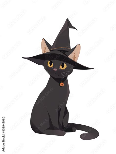 cute cat, a cat wearing witch hat, halloween, Generativa AI Stock ...