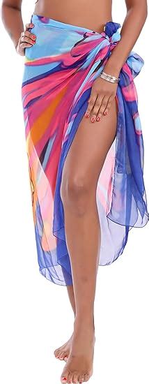 Missshorthair Womens Chiffon Beach Pareos Sarong Sheer Swimsuit Cover Ups Swimwear Bikini Wrap