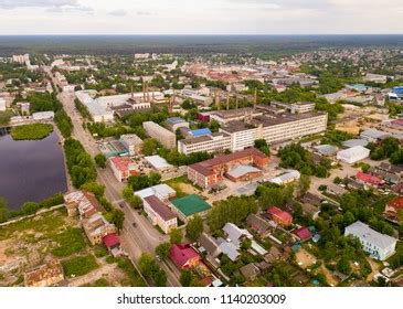 Panoramic Aerial View City Guskhrustalny Vladimir Stock Photo