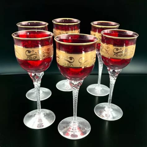 Set Bicchieri Vintage In Vetro Da Vino Per Aperitivo A Calice Anni