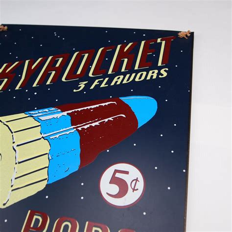 Vintage Skyrocket 3 Flavors 5 Cents Pops Tin Metal Advertising Sign
