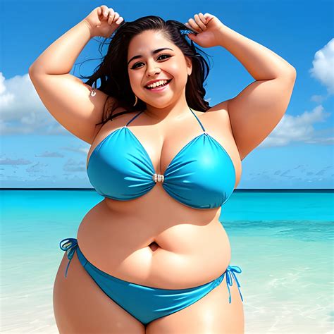 Chubby Latina Smiling Wearing Bikini Arthub Ai