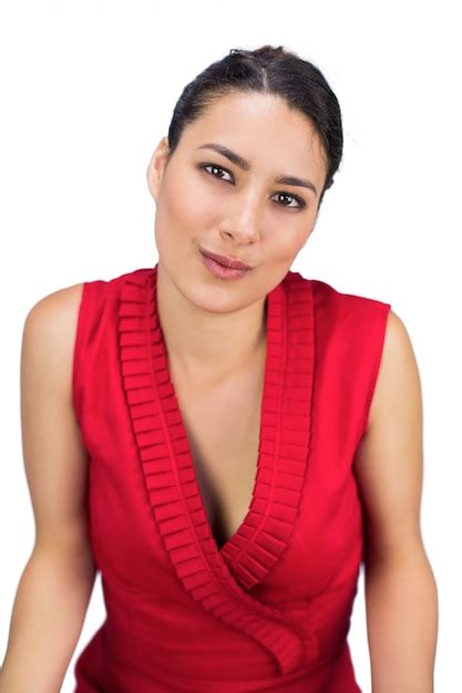 Premium Photo Smart Tied Haired Brunette Posing