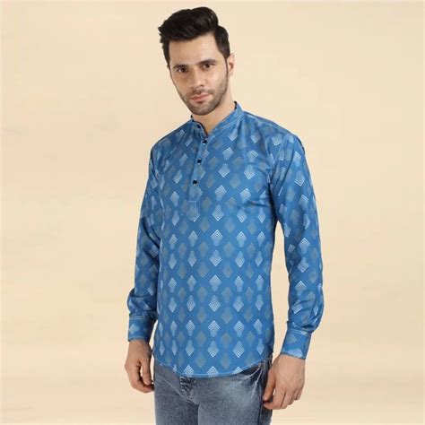 classic cotton printed short kurtas  men short kurta